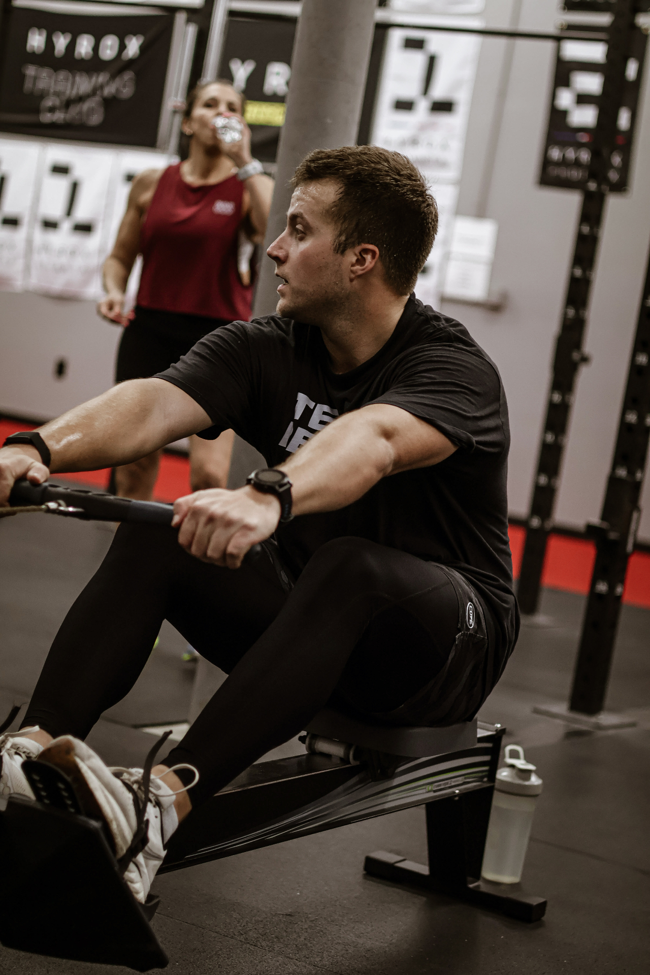 Jon Hansen training on a rowing erg